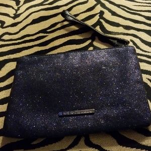 Medium size blue glitter clutch bag/wristlet